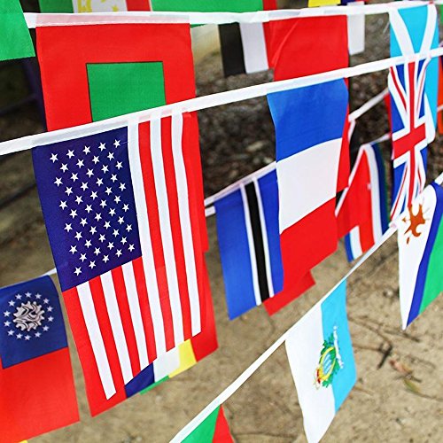 ANLEY Banderas de cordel de 100 países, Banderines Pancarta Internacional, Decoración para Gran Apertura, Inauguración, Eventos, Banderas, Banners, Fiestas Eventos - 25 Metros 100 Banderas