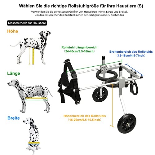 Anmas Power Silla de ruedas para perro ajustable y portátil para patas traseras (S)