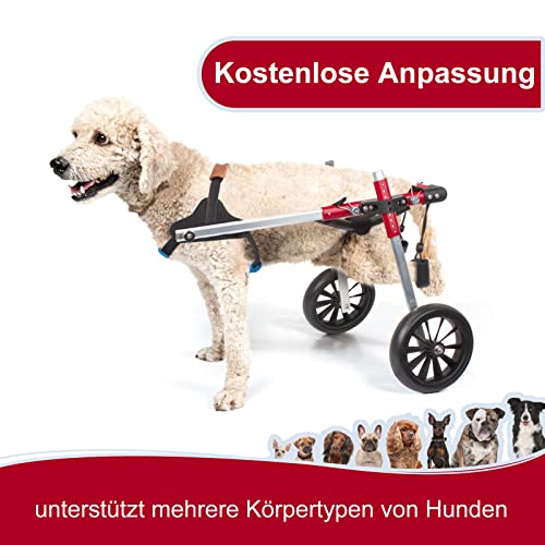Anmas Power Silla de ruedas para perros de aluminio con 2 ruedas, ajustable, para gatos y perros (S, rojo)