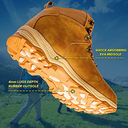 Ansbowey Botas de senderismo Hombre Impermeables Mujer Zapatillas Trekking High Rise Antideslizantes Botas al Aire Libre Zapatillas Ocre amarillo 45EU