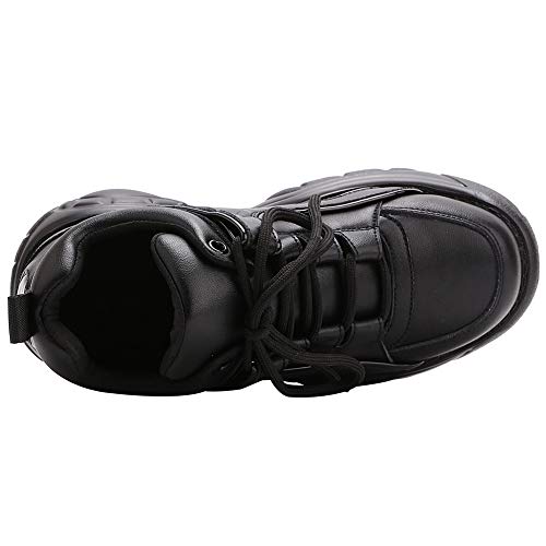 ANUFER Mujer Plataforma Alta con Cordones Casual Zapatos de Deporte Negro SN02920 EU39.5