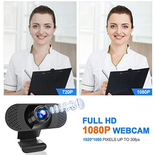 Anykuu Webcam Full HD 1080P PC con Micrófono Plug and Play USB Cámara Web para Computadora Portátil Ordenador Sobremasa para Videollamadas Conferencias Grabación