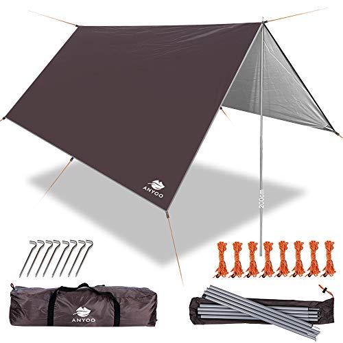 Anyoo Ripstop Rain Tarp Beach Tent Hamaca Fly Sunshade Ligero Impermeable Shelter para Acampar Senderismo Backpacking