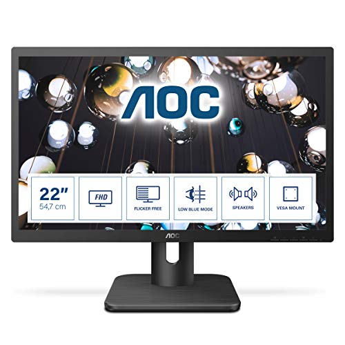 AOC Essential-line 22E1D pantalla para PC 54,6 cm (21.5") Full HD LED Plana Mate Negro - Monitor (54,6 cm (21.5"), 1920 x 1080 Pixeles, Full HD, LED, 2 ms, Negro)