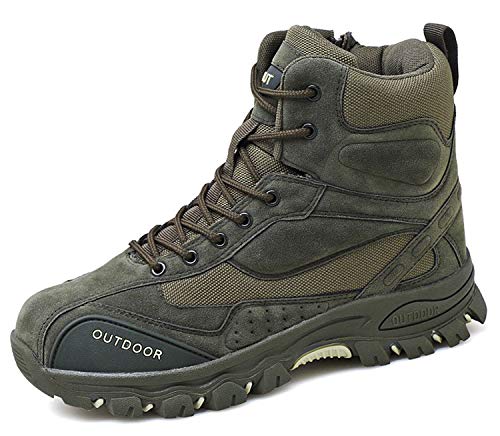 AONEGOLD Botas de Montaña para Hombre Zapatillas de Senderismo Trekking Zapatos al Aire Libre Calzado Antideslizante Botas Ante (Verde,40 EU)