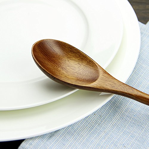 AOOSY Cuchara de madera, Juego de cucharas de sopa de madera Nanmu de 5 piezas de Janpanese, de estilo Janpanese, para comer mezclar, mezclar, cocinar y mezclar