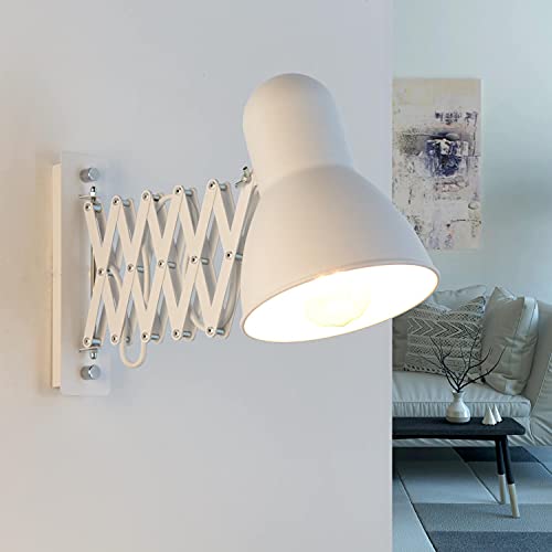 Aplique flexible extensible en blanco E27 Aplique vintage apliques de pared pared pared salón dormitorio cocina iluminación lámpara interior