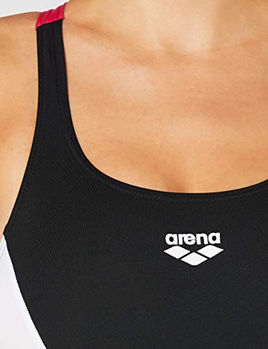 ARENA Double Side Panels Swim Pro - Bañador Deportivo para Mujer, Mujer, 003160, Nero/Freak Rose/Bianco, 42