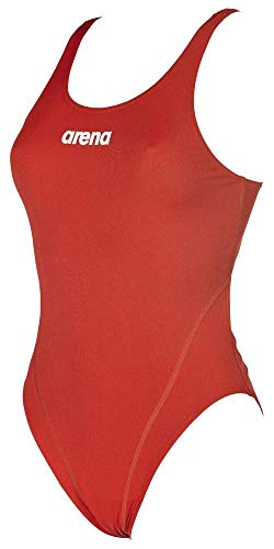 ARENA W High Bañador Deportivo Mujer Solid Swim Tech Alto, Red-White, 38