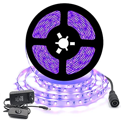 Arotelicht 12V Kit de Tira LED flexible UV 5M 300leds IP20 con alimentator/transformator luz negra Tira de luz fluorescente de neón para iluminación de escenario de fiesta de baile fluorescente