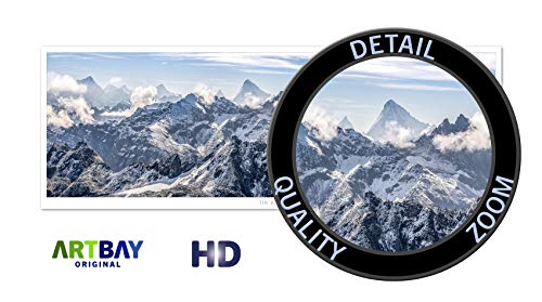 ARTBAY Póster de Montaña HD XXL - The Alps - Panorama - 118,8 x 42 cm | Los Alpes, Suiza | Póster de Naturaleza