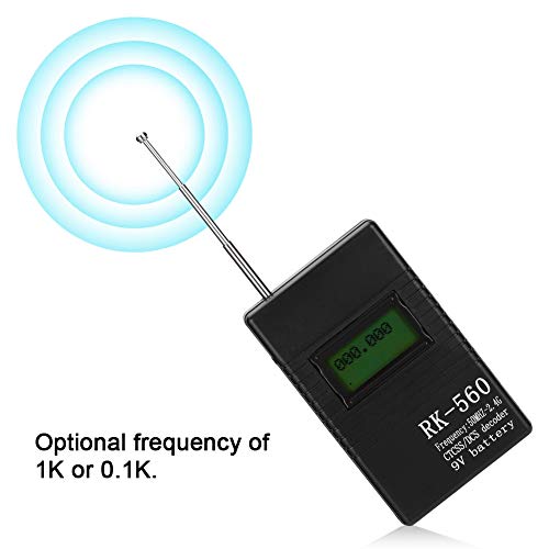 ASHATA Contador de frecuencia portátil, medidor de frecuencia preciso RK560 50MHz-2.4GHz Prueba de frecuencia de Radio portátil de Mano,para decodificador de Radio bidireccional Baofeng Walkie Talkie