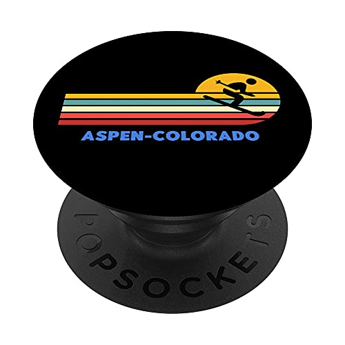 Aspen Colorado Esquiar Esquí Retro Sol Vintage PopSockets PopGrip Intercambiable