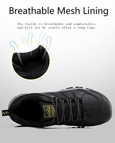 ASTERO Zapatos Trekking Hombre Zapatillas Senderismo Transpirable Calzado de Montaña Antideslizantes AL Aire Libre Bajos Botas Tamaño 41-46 (Negro Metalizado, Numeric_43)