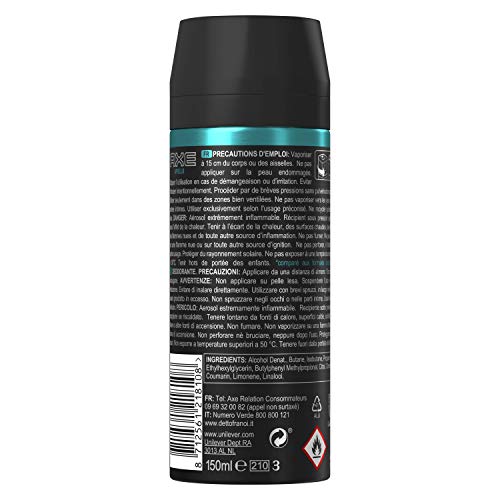 AXE Déodorant Homme Spray Apollo Frais 48h (lot De 6x150ml), Piña, 900 Mililitro
