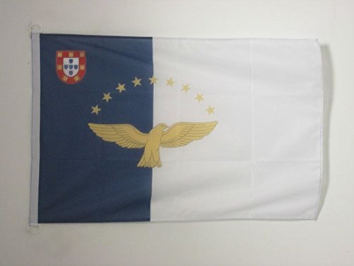 AZ FLAG Bandera Nautica de Las Azores 45x30cm - Pabellón de conveniencia Azores - Portugal 30 x 45 cm Anillos