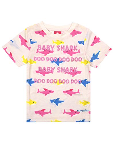 Baby Shark La Camiseta de la niña del tiburón del bebé Brilla en Toda la impresión en la pa 2-3 años