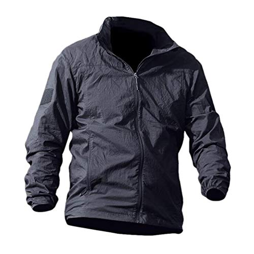 Baijiaye Men's Hiking Jacket Sun Protection Clothing Spring and Summer Light Camouflage Jacket Windbreaker Jackets Grey3 XL