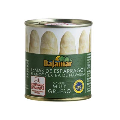 Bajamar - Yemas de Espárragos Blancos Extra de Navarra- Calibre Muy Grueso - Producto Español-205 Gramos