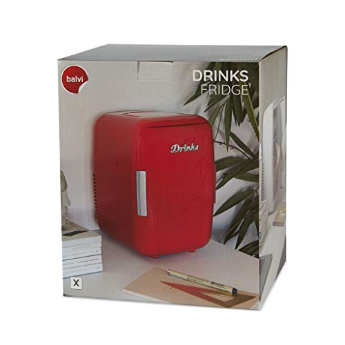 Balvi Nevera Drinks Color Rojo Mini Nevera portátil Matiene Sus Alimentos o Bebidas a la Temperatura