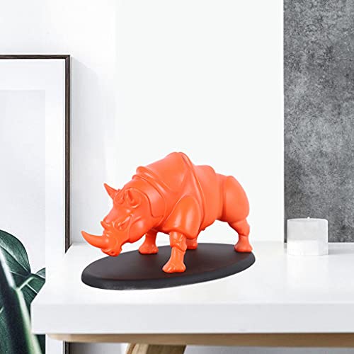 Baoblaze Estatua de Rinoceronte de Resina Hecha a Mano, Figura Coleccionable, decoración de Oficina en casa, Escultura de Rinoceronte, Regalo de Vida Silvestre - Naranja
