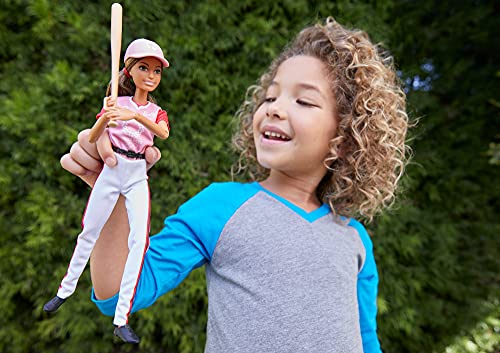 Barbie- Juegos Olímpicos Tokio 2020 muñeca jugadora de béisbol con uniforme y con accesorios, Multicolor (Mattel GJL77)