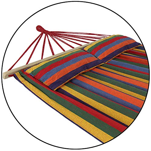 BB Sport Hamaca con Barra CIBAO Incluye 2 Cojines Superficie 240 x 150 cm en Muchos Colores Capacidad de Carga 300 kg para 2 Personas, Color:Jamaica