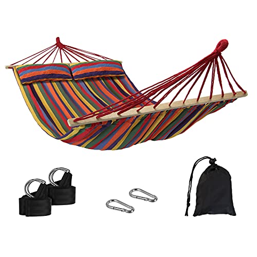 BB Sport Hamaca con Barra CIBAO Incluye 2 Cojines Superficie 240 x 150 cm en Muchos Colores Capacidad de Carga 300 kg para 2 Personas, Color:Jamaica