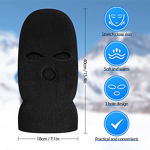 BBTO Pasamontañas de Punto de Invierno de 3 Agujeros Cubierta Facial Completa de Protección Pasamontañas de Esquí Térmico Bufanda Calentadora de Cuello para Actividades (Negro)