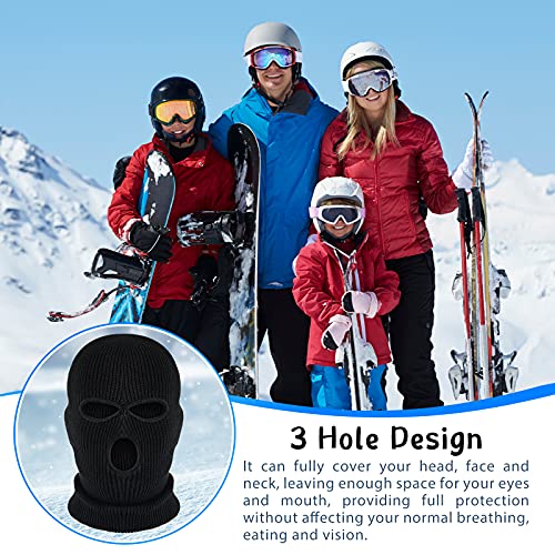 BBTO Pasamontañas de Punto de Invierno de 3 Agujeros Cubierta Facial Completa de Protección Pasamontañas de Esquí Térmico Bufanda Calentadora de Cuello para Actividades (Negro)