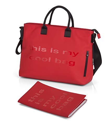 Be Cool Mamma Bag Bolso Cambiador con Anclaje Universal, con Estuche Isotérmico para Biberones, Varios Bolsillos, Color Red