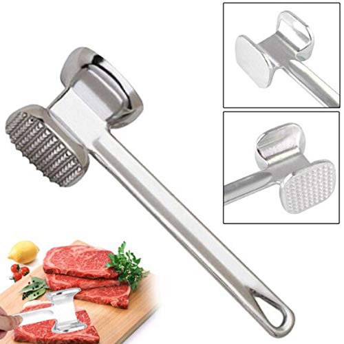 Beef Beat Tender Hammer Steak Hammer Home Kitchen Acero inoxidable Knock Loose Mace Aluminium Meat Hammer - Plata M 5X22.5Cm