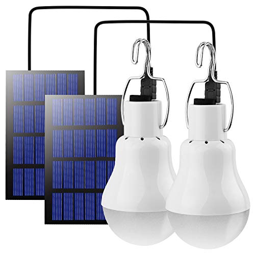 Beinhome Lámpara solar LED para exterior, farolillo solar, lámpara de camping, lámpara solar con panel solar, bombilla de 3 W,iluminación solar para interior, tienda de campaña senderismo pesca