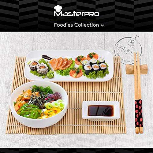 BERGNER Q3565 Set Sushi de 12 Piezas (Porcelana + Bambu + Madera) colección Foodies