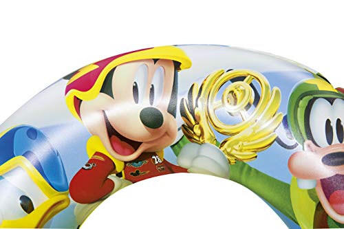 BESTWAY 91004 - Flotador Hinchable Infantil Mickey and the Roadster Racers 56 cm Diseño Multicolor Para Niños y Niñas de + 3 Años Con Válvula para Inflado Fácil