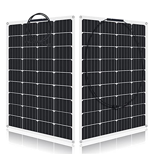 Betop-camp Panel Solar Fotovoltaico ETFE Monocristalino Semi Flexible de 100W Flex para RV, Barco, Tienda, Automóvil, Remolque, Batería 12V o Cualquier otra Superficie Irregular