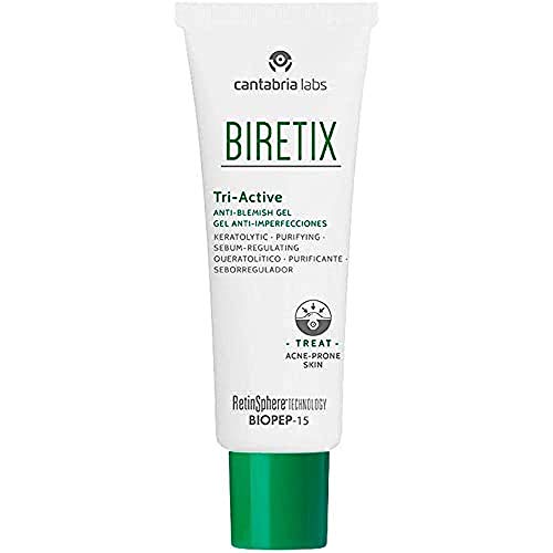Biretix Tri Active Gel Anti-Imperfecciones, 50 Ml.- Previene y Corrige Granos y Marcas de Acné, 50 Mililitros