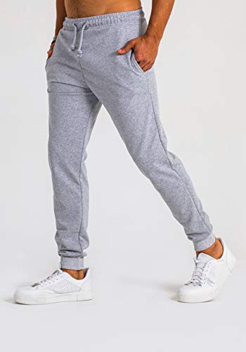 Björn Swensen Pantalones de deporte largos para hombre, de algodón, para correr, para el tiempo libre, chándal de corte ajustado gris M