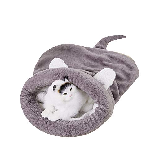 BLEVET Saco de Dormir para Mascotas Snuggle Saco de Manta Manta para Gatito Cachorro Pequeños MZ042 (M, Grey)