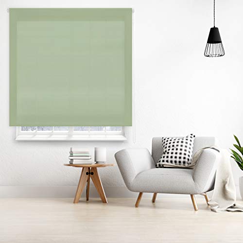 Blindecor Ara Estor enrollable translúcido liso, Verde pastel, 160 x 175 cm, Manual