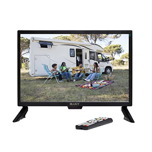 BLUGY TV LED 18.5 Pulgadas HD Alimentación a 12V para Caravanas, 440 * 299 * 139mm, Negro