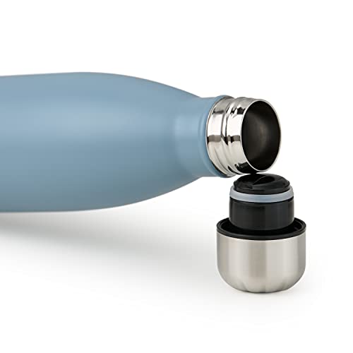 Blumtal Botella de Agua de Acero Inoxidable - Botella Témica sin BPA, Termo con pared Doble Aislamiento, Azul, 500ml