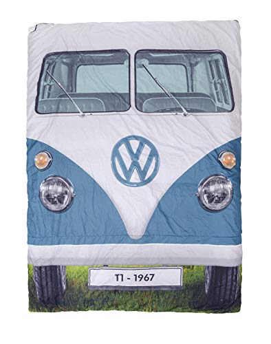 Board Masters VW Collection - Volkswagen Furgoneta Hippie Bus T1 Van Saco de Dormir Doble (2 pers) (Azul/Rojo)