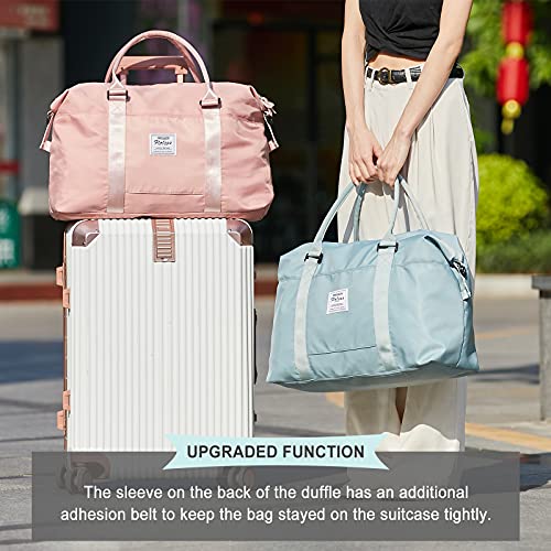 Bolsa de lona de viaje, bolso tote, bolsa de deporte para gimnasio, bolsa de hombro para fin de semana para mujer, A-pink1-large, L,