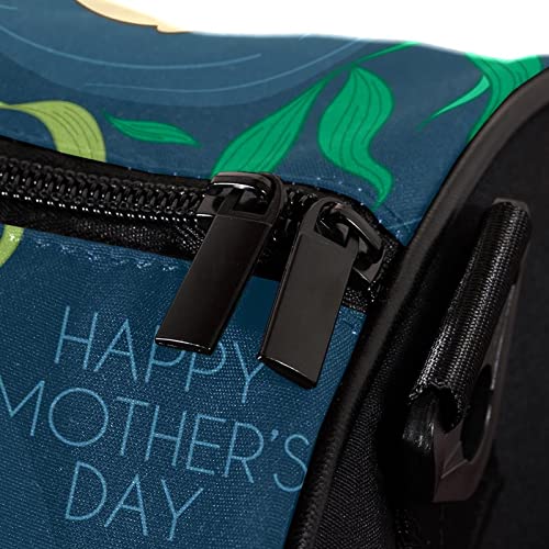 Bolsa de lona redonda para deportes de gimnasio con correa de hombro desmontable Feliz día de la madre lindo bolso de entrenamiento Koala bolsa de noche para mujeres y hombres