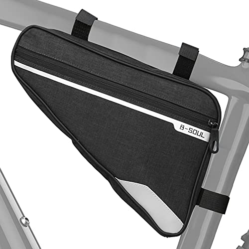 Bolsa para cuadro de bicicleta con forma de triángulo, impermeable, reflectante, bolsa para tubo de bicicleta para dinero en efectivo, herramienta de reparación (1,5 L)