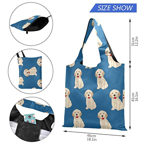 Bolsas reutilizables para la compra – Labrador Golden Retriever perro plegable grande Rip Stop bolsas de tela de reciclaje con bolsa