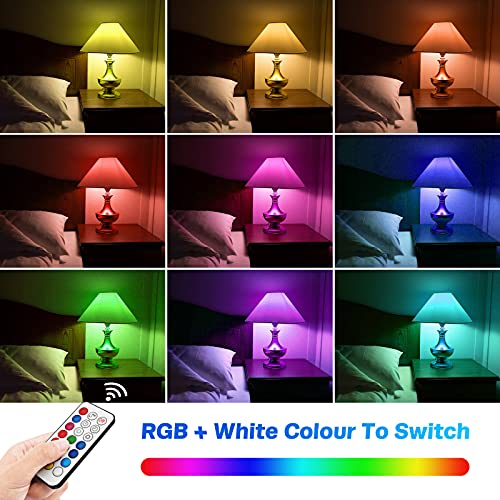 Bombillas LED de Color, 2 Piezas RGBW LED Bombilla Regulable Cambia de Color E27 10W con Control Remoto, Lámparas de Ambiente con Función de Memoria y Temporizador para Hogar, Decoración, Bar, Fiesta