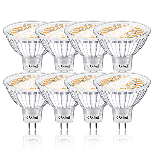 Bonnov Bombillas LED MR16, GU5.3 LED 12V 5W Equivalente a 50W Halógena, Blanco Cálido 3000K, 120 ° Spotlight, Lámpara Reflectora no Regulable, Paquete de 8