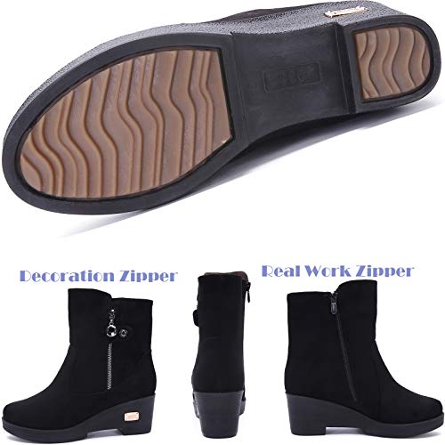 Botas de Nieve Zapatos para Invierno Mujer Piel Forradas Calientes Casual Calzado Antideslizante Botines Negro 38EU=39CN (245)
